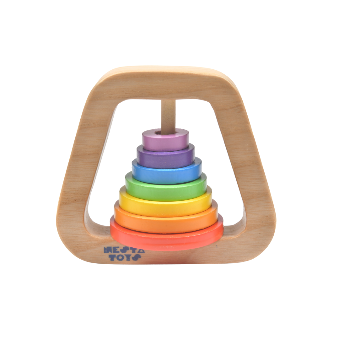 Wooden Rainbow Rattle for Babies
