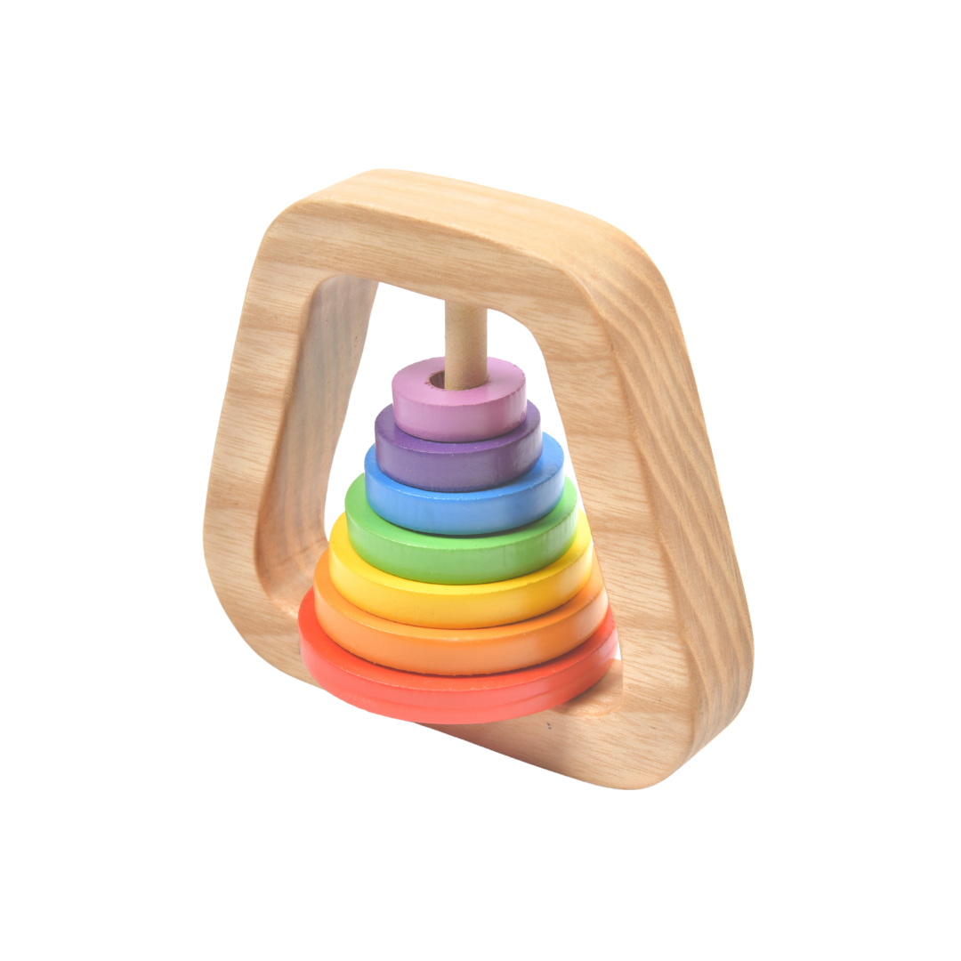 Wooden Rainbow Rattle for Babies