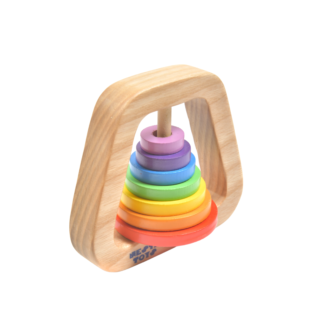 Wooden Rainbow Rattle for Babies