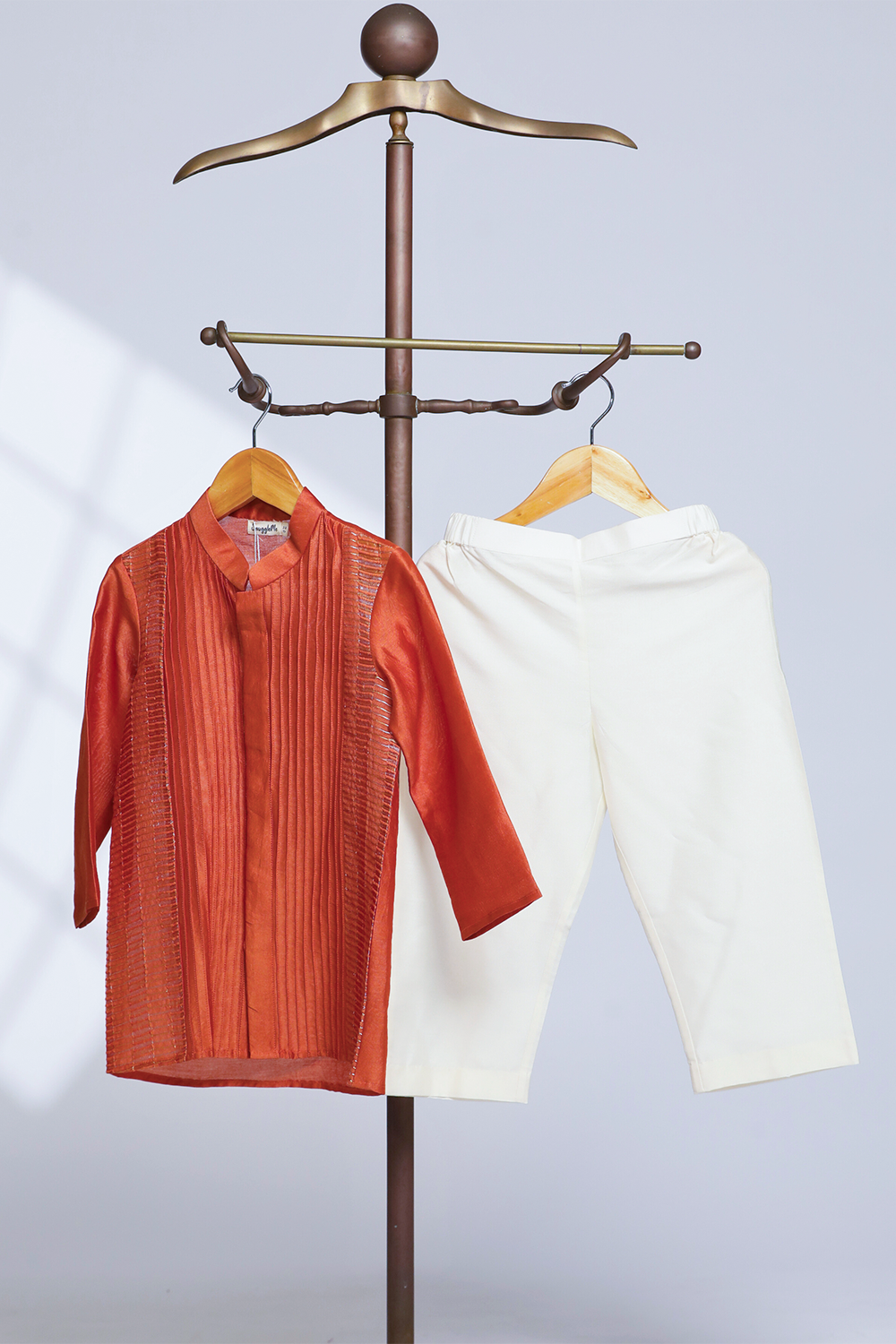Boys Zari Kurta Set - Orange