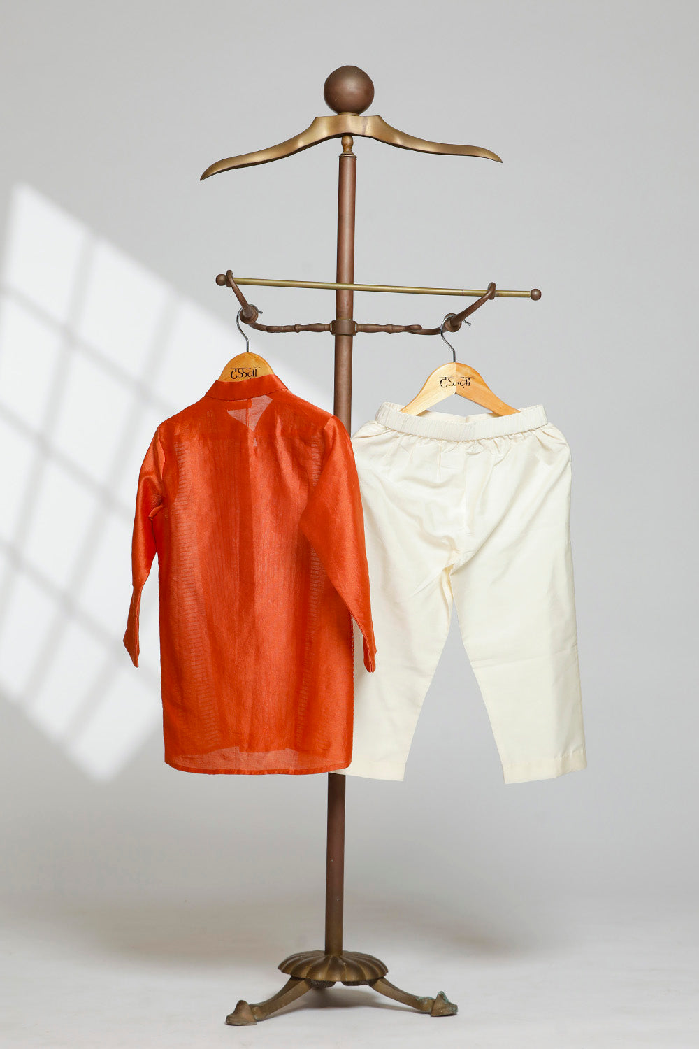 Boys Zari Kurta Set - Orange