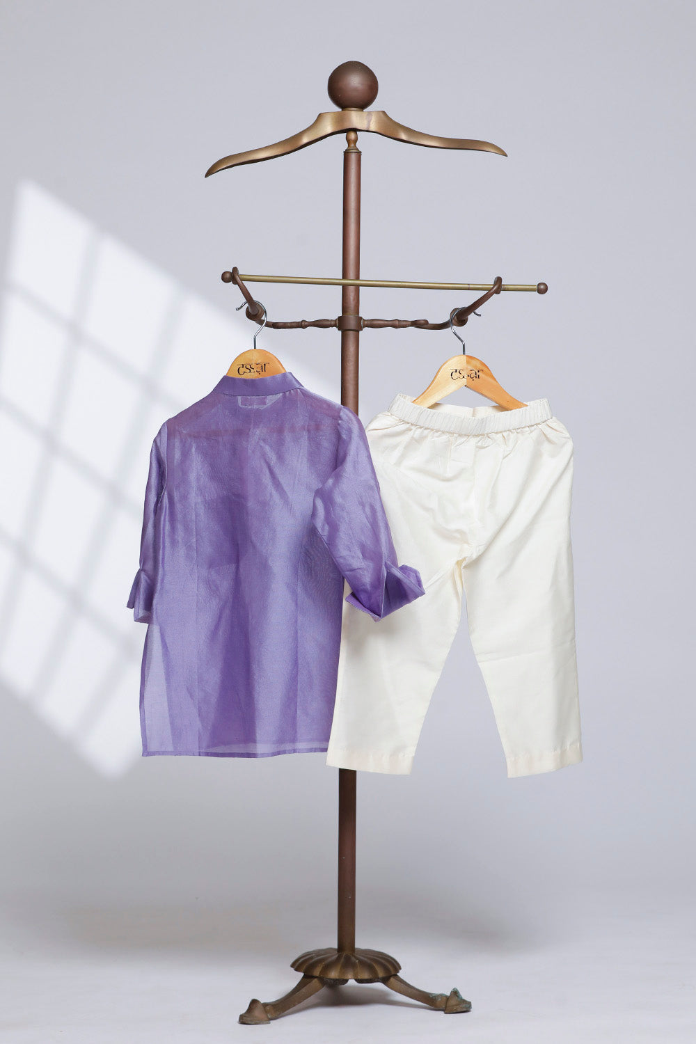 Boys Zari Patch Pocket Kurta Set - Purple