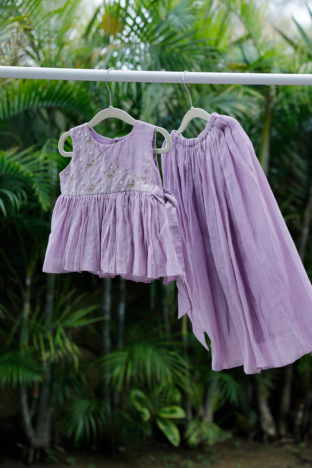 Elegant Yoke Embroidered Lehenga Set-Purple