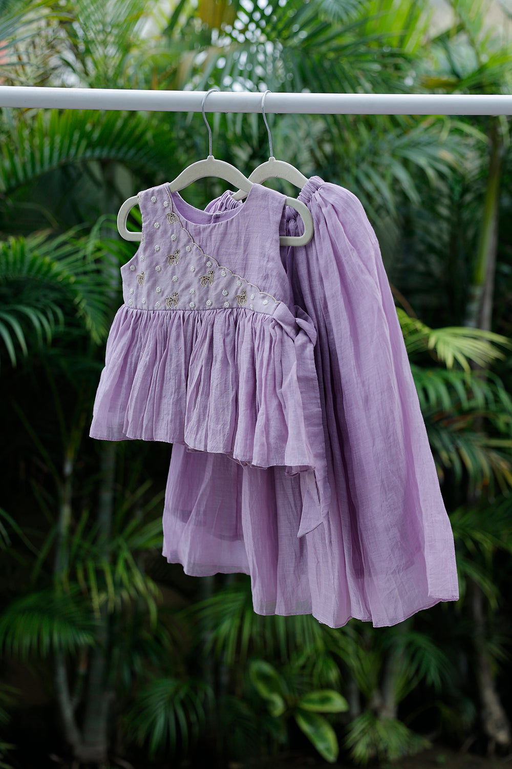 Elegant Yoke Embroidered Lehenga Set-Purple