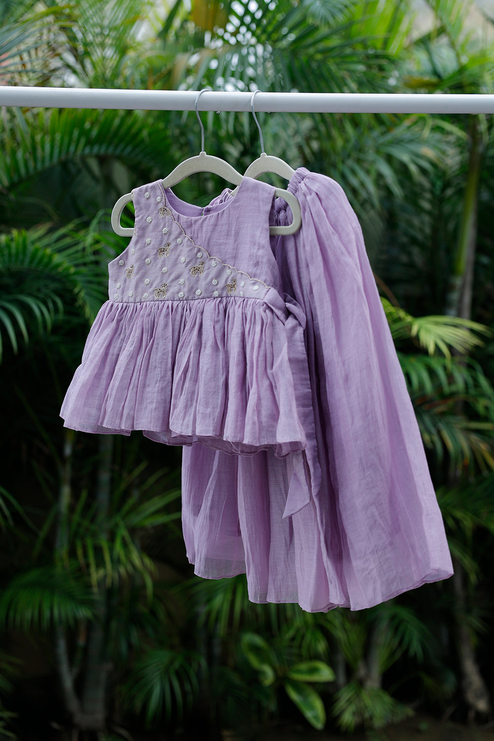 Elegant Yoke Embroidered Lehenga Set-Purple