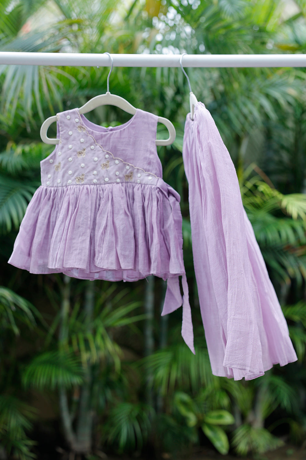 Elegant Yoke Embroidered Lehenga Set-Purple