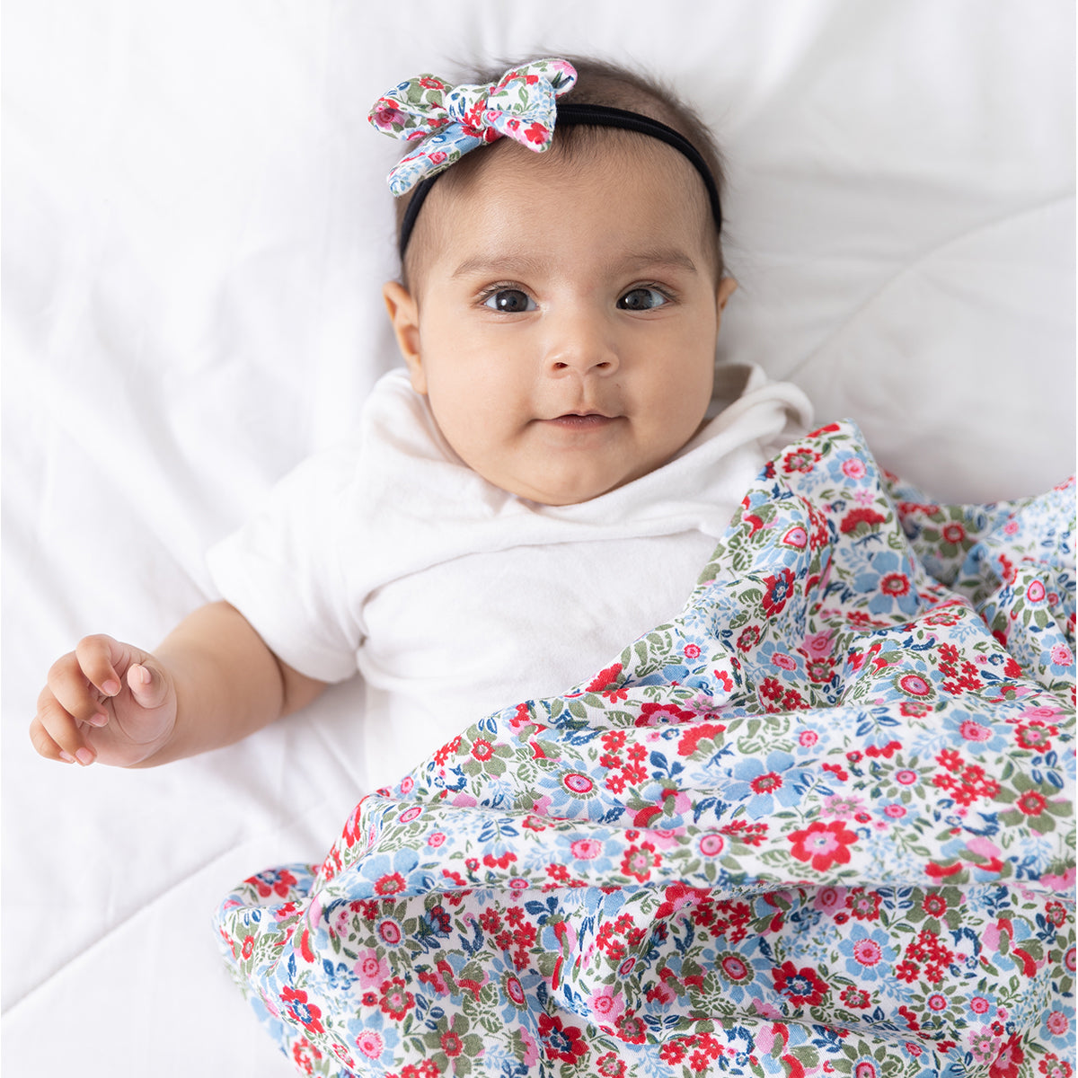 Peaceful Peonies Swaddle + Bow - Totdot