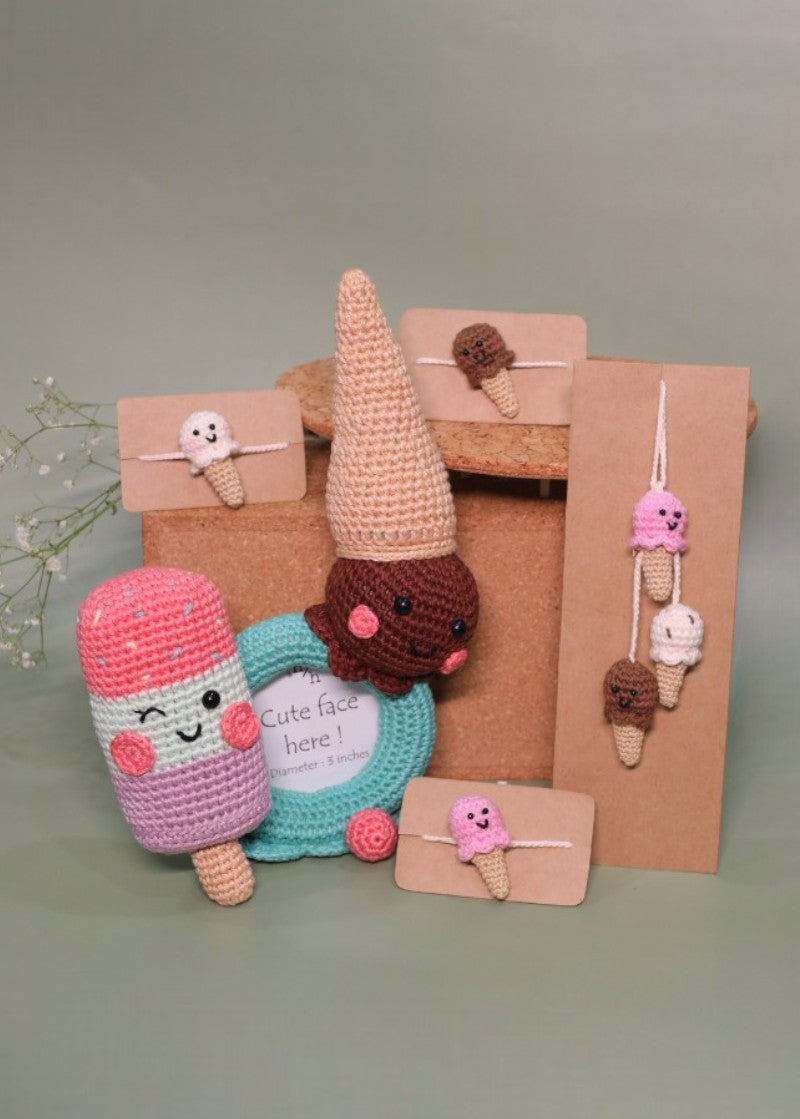 Single Scoop ice cream handmade crochet rakhi by Haute By Hand – Raksha Bandhan gift