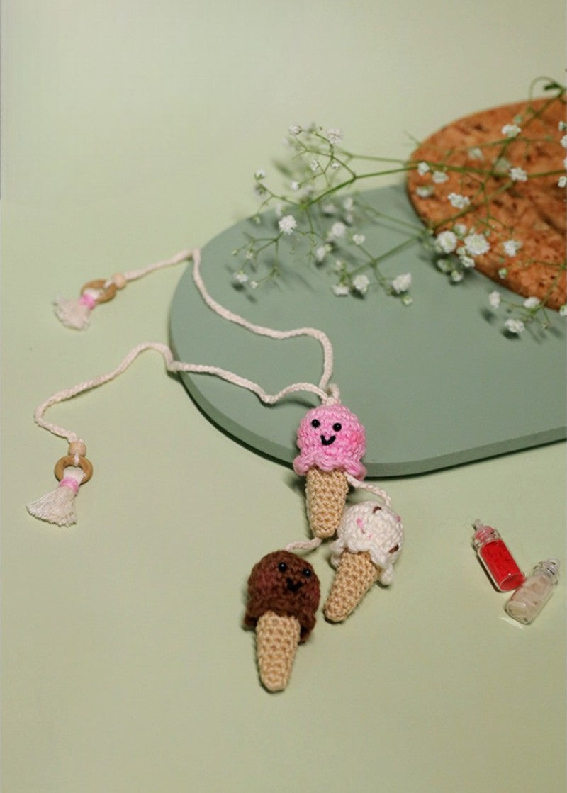Single Scoop ice cream handmade crochet rakhi by Haute By Hand – Raksha Bandhan gift