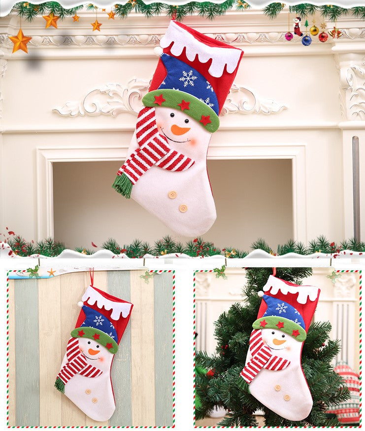 Snowy Scallop And Muffler Stockings- Snowy Snowman