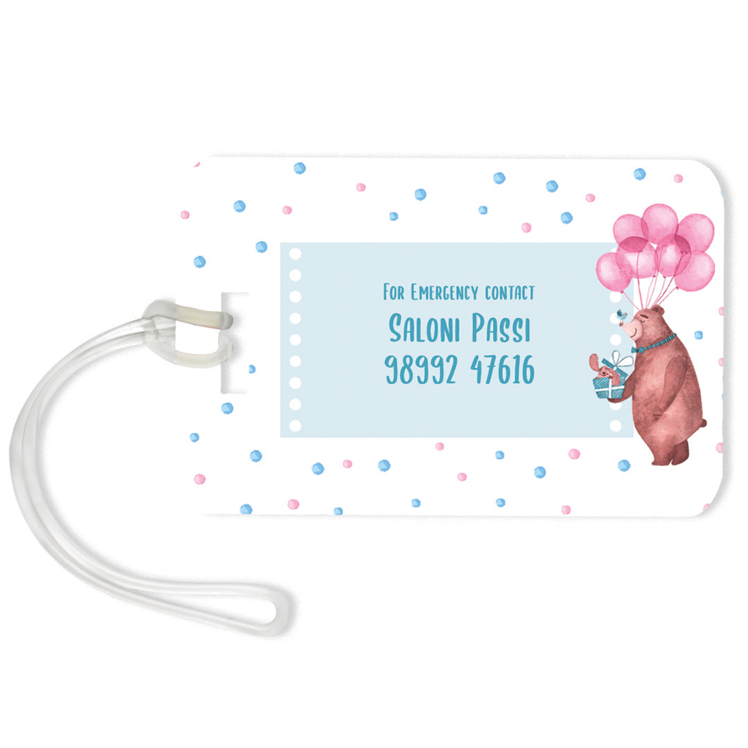 Teddy Party Pink Luggage Tag