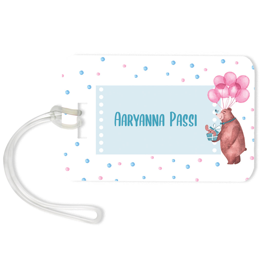 Teddy Party Pink Luggage Tag