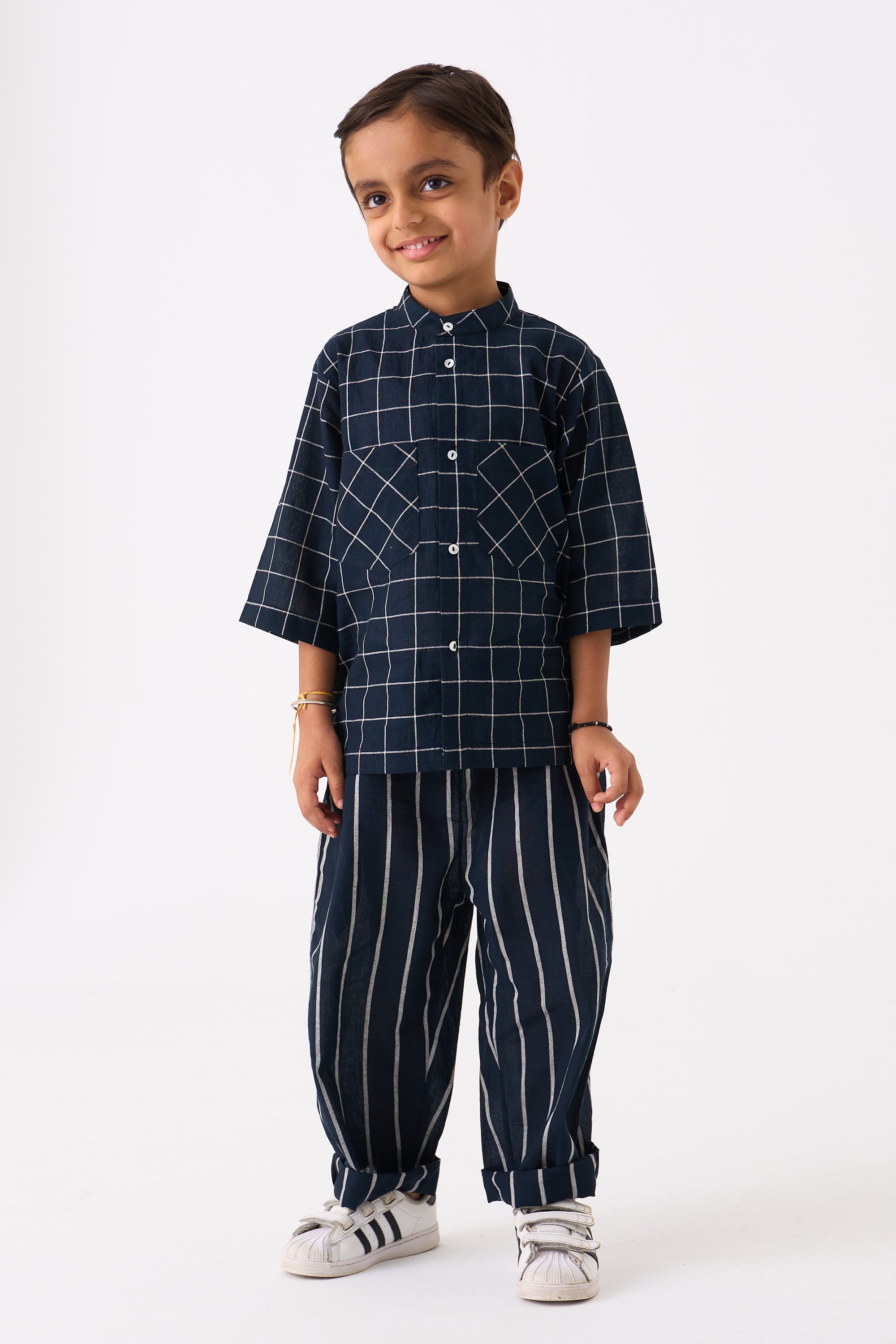 DIAGONAL CHECK POCKET SHIRT COORD
