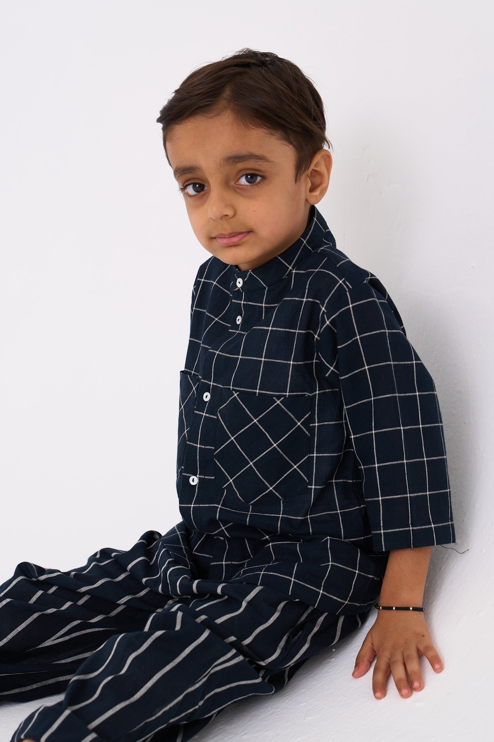 DIAGONAL CHECK POCKET SHIRT COORD