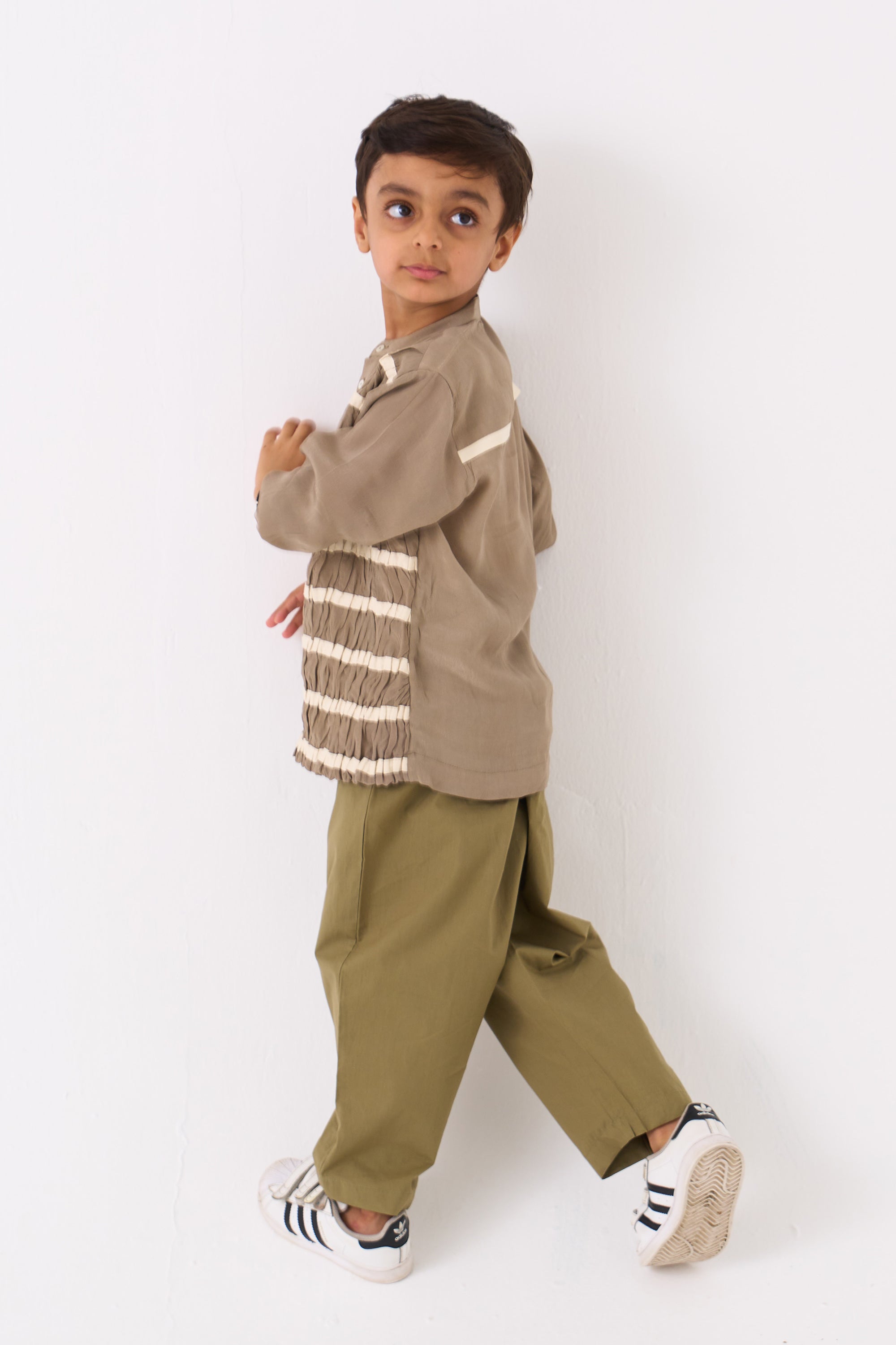 SMOCKING DETAIL SHIRT - SAGE SET