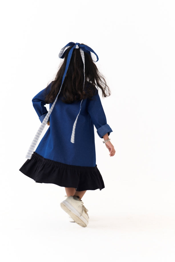 FLORAL EMB. FRILL DRESS