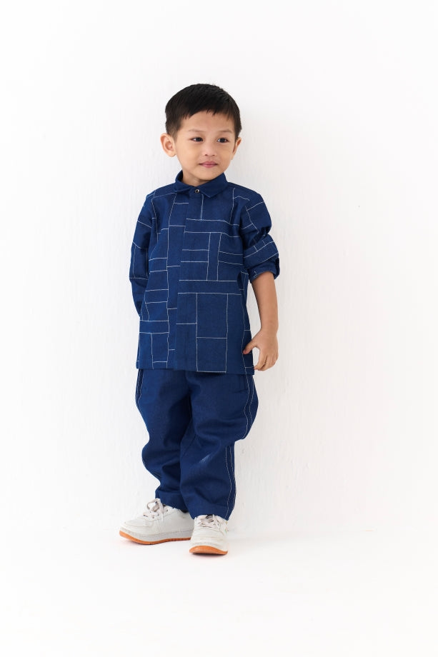 GRID EMB. SHIRT CO-ORD
