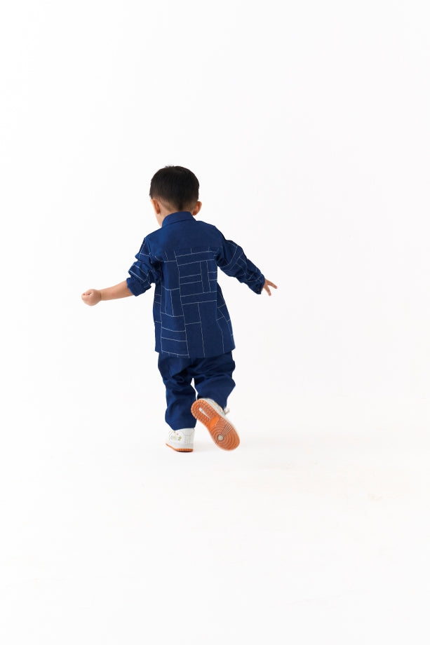 GRID EMB. SHIRT CO-ORD