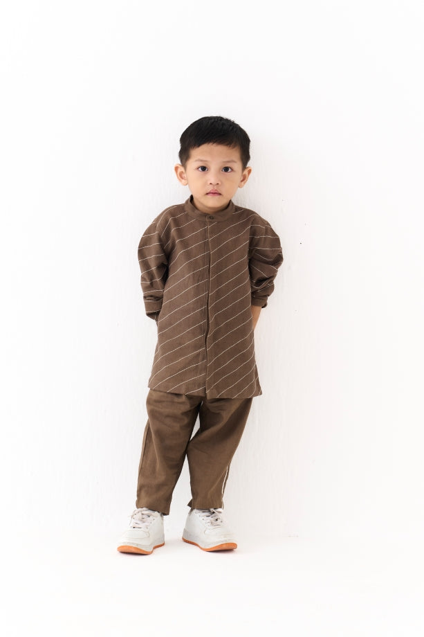 LINEAR ABSTRACT EMB. SHIRT CO-ORD