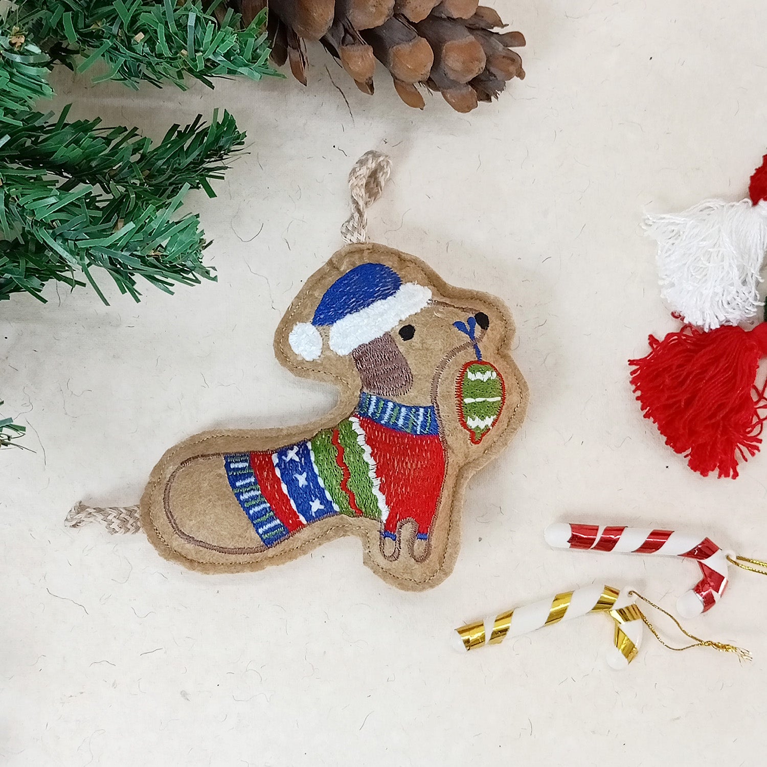 Tinsel Dog - Christmas Ornaments