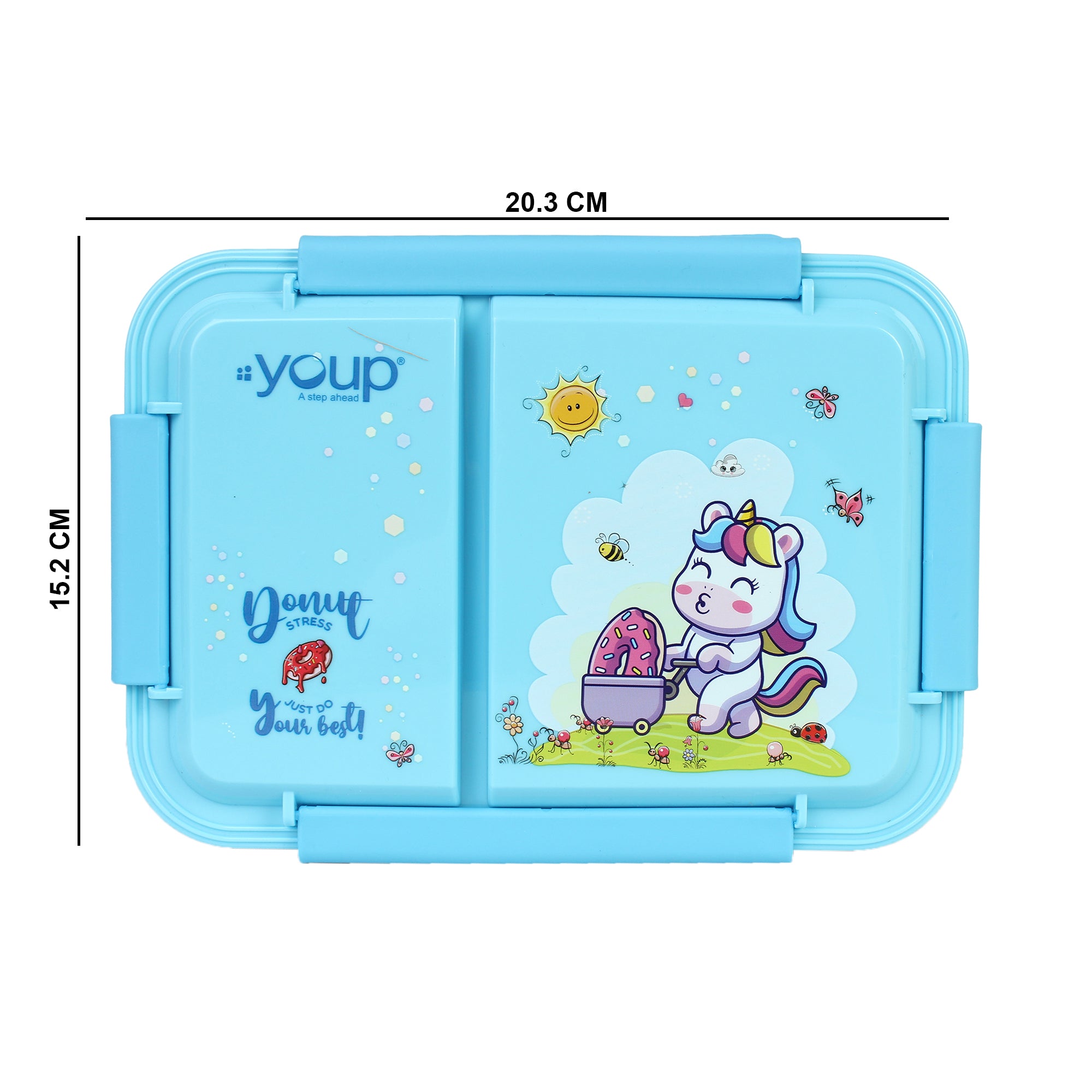 Stainless Steel Unicorn Theme Kids Bento Lunch Box With 2 Compartments Picnic-750 Ml
