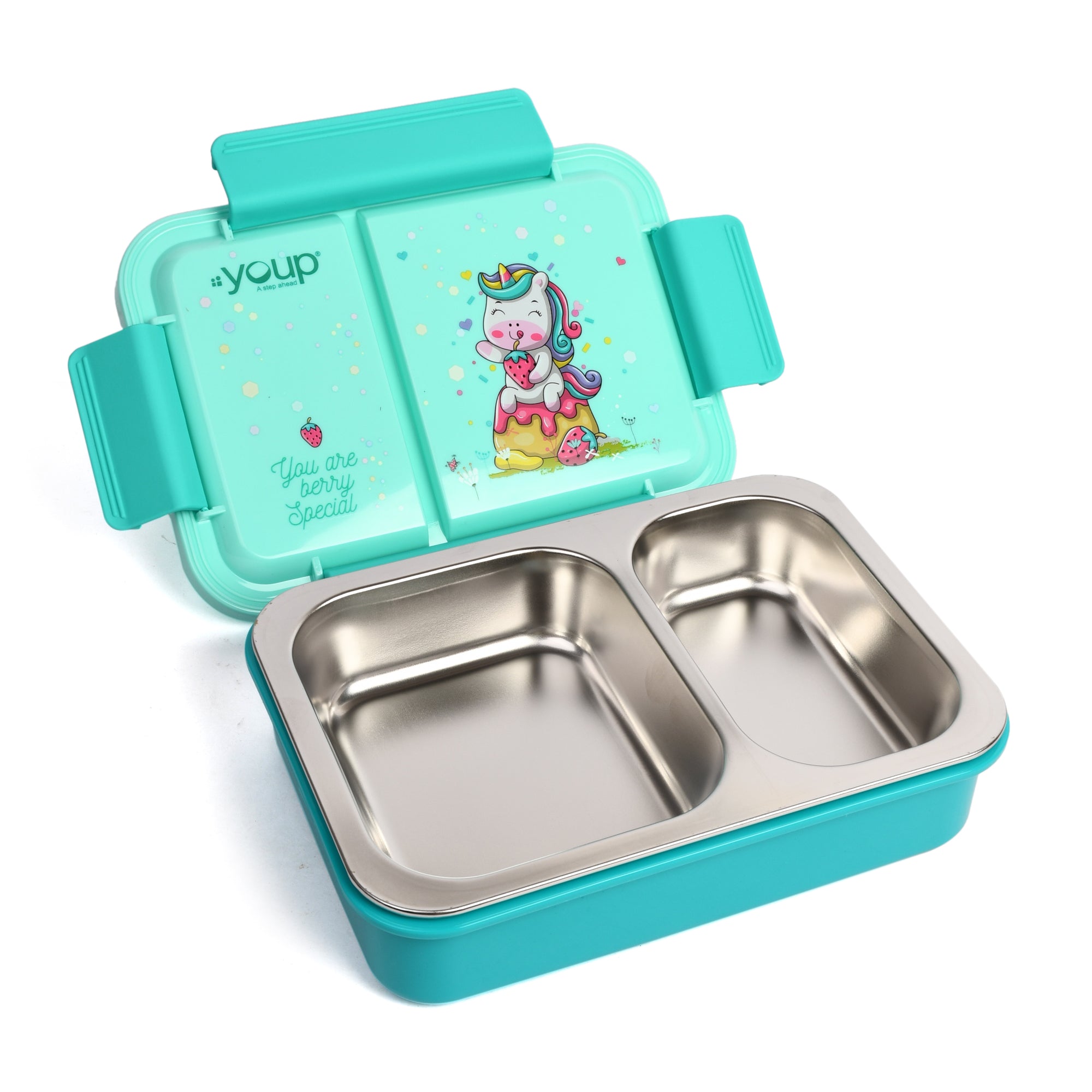 Stainless Steel Unicorn Theme Kids Bento Lunch Box With 2 Compartments Picnic-750 Ml