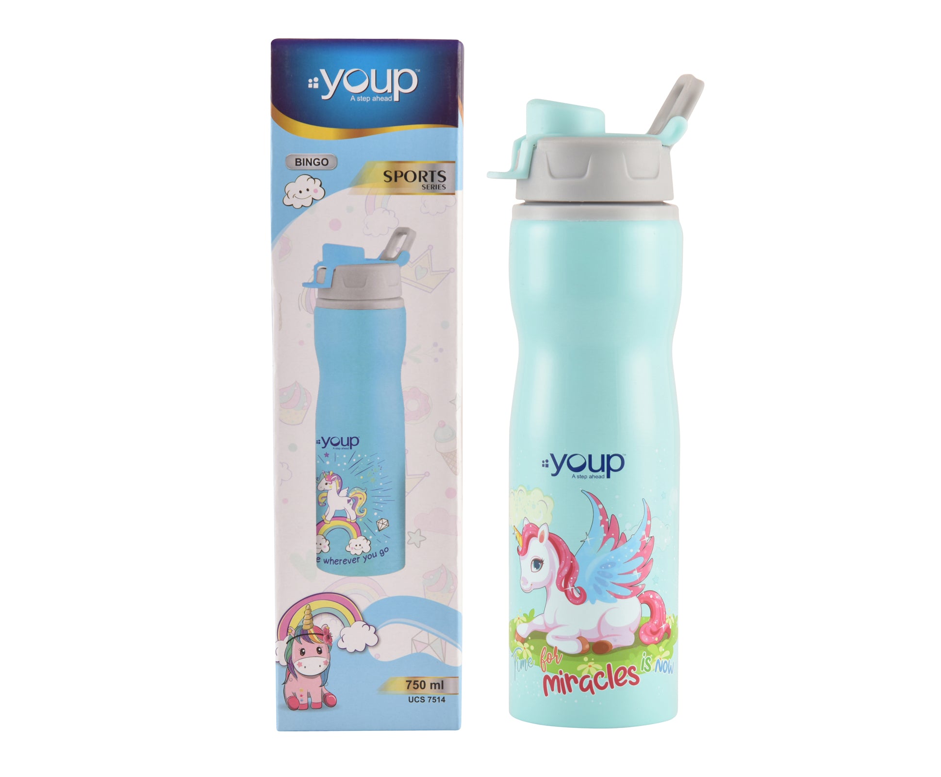 Stainless Steel Unicorn Kids Water Bottle - 750 Ml