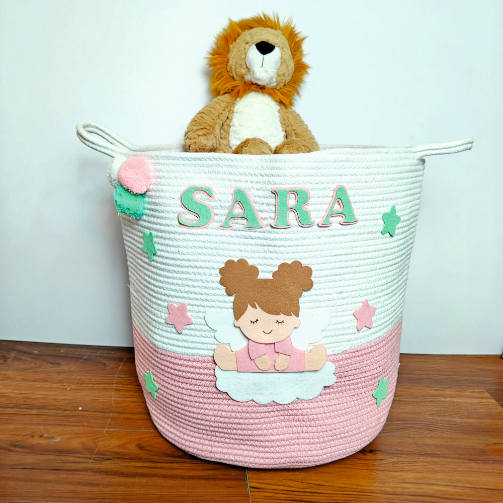 Jute Cotton Storage Basket - Angel’s Cloud Haven