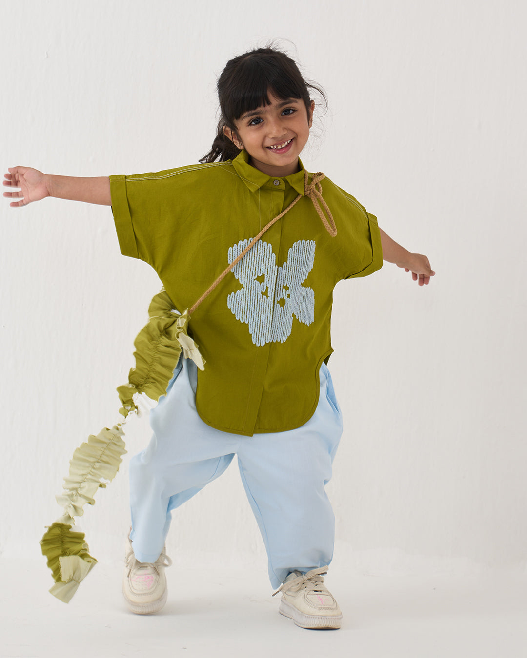 FLORAL EMB. U HEM SHIRT CO-ORD