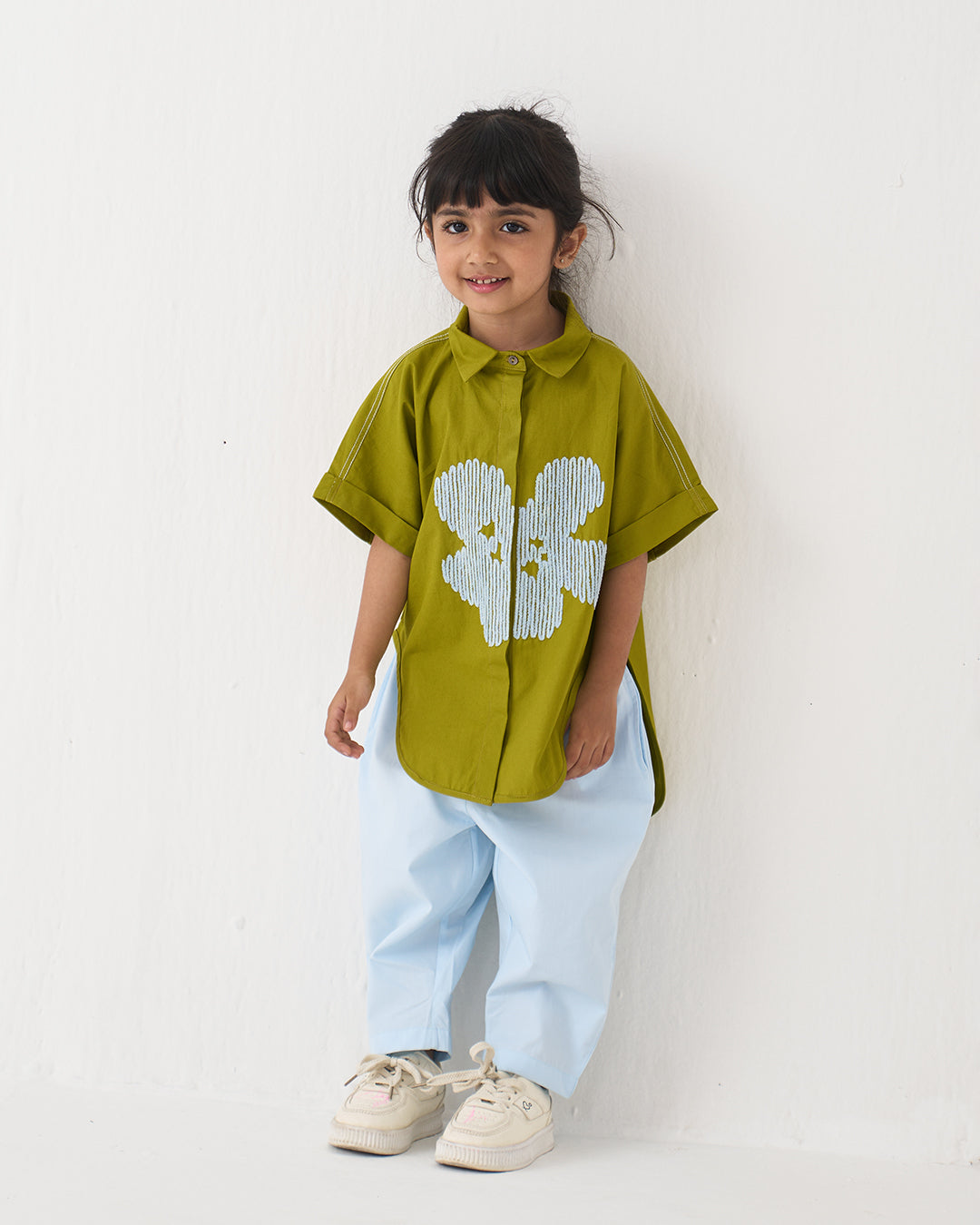 FLORAL EMB. U HEM SHIRT CO-ORD