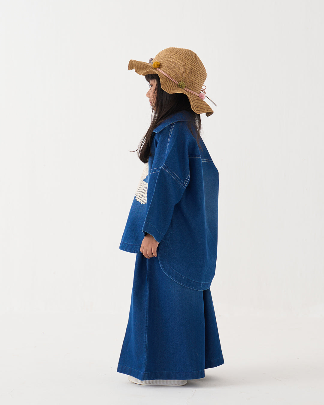 FLORAL EMB. V-NECK TOP CO-ORD SET OF 2