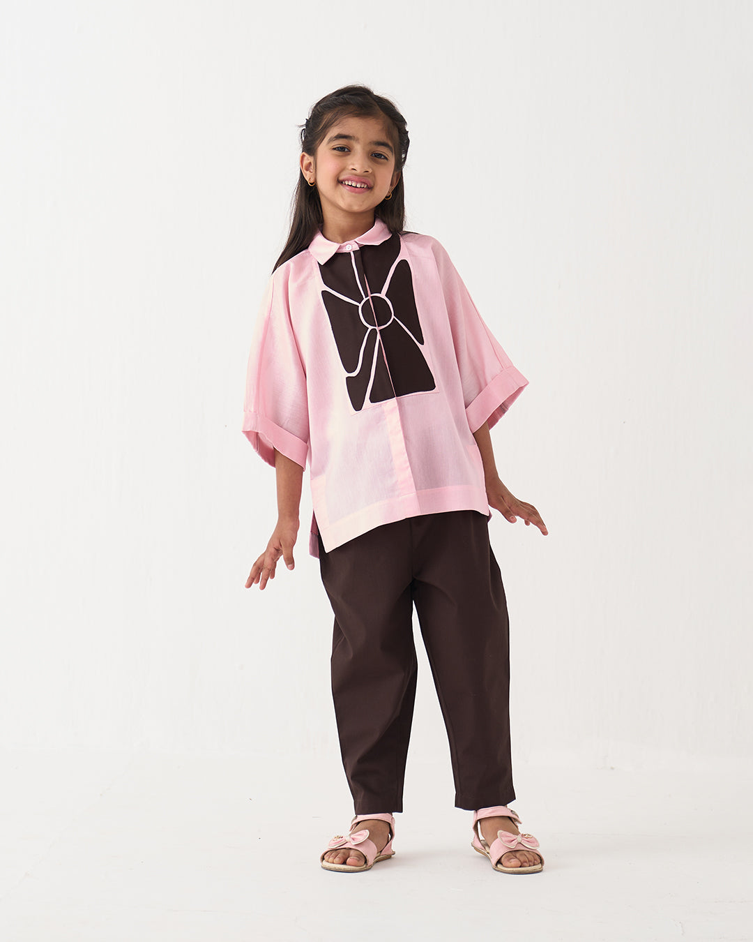 FLORAL APPLIQUE SHIRT CO-ORD SET OF 2