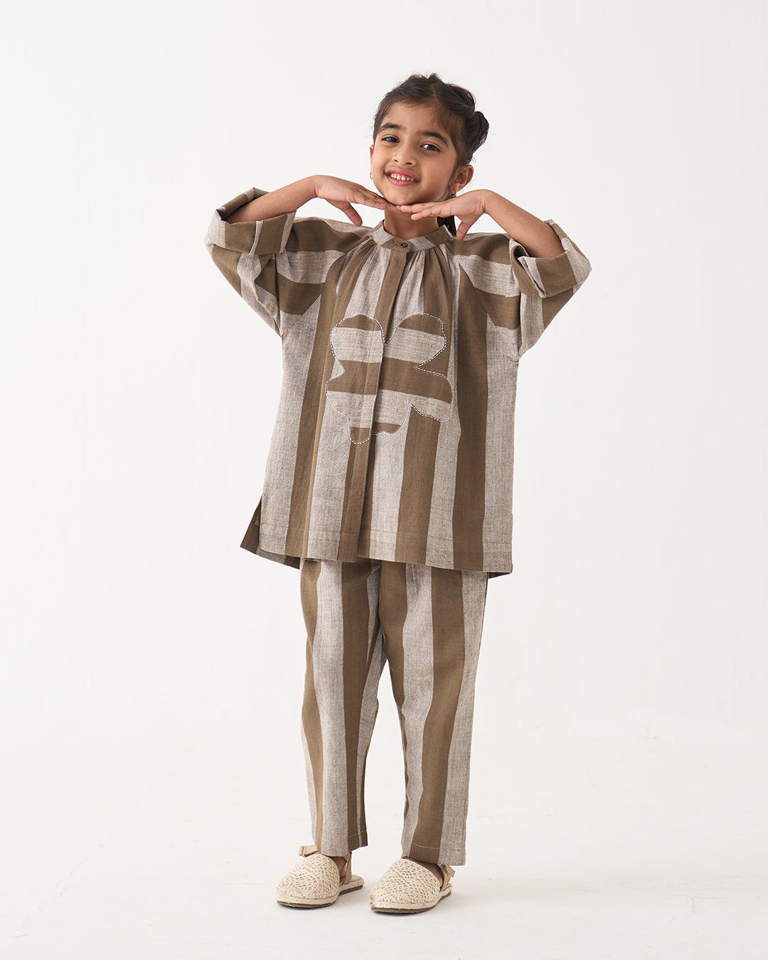 FLORAL STRIPE PEASANT TOP CO-ORD