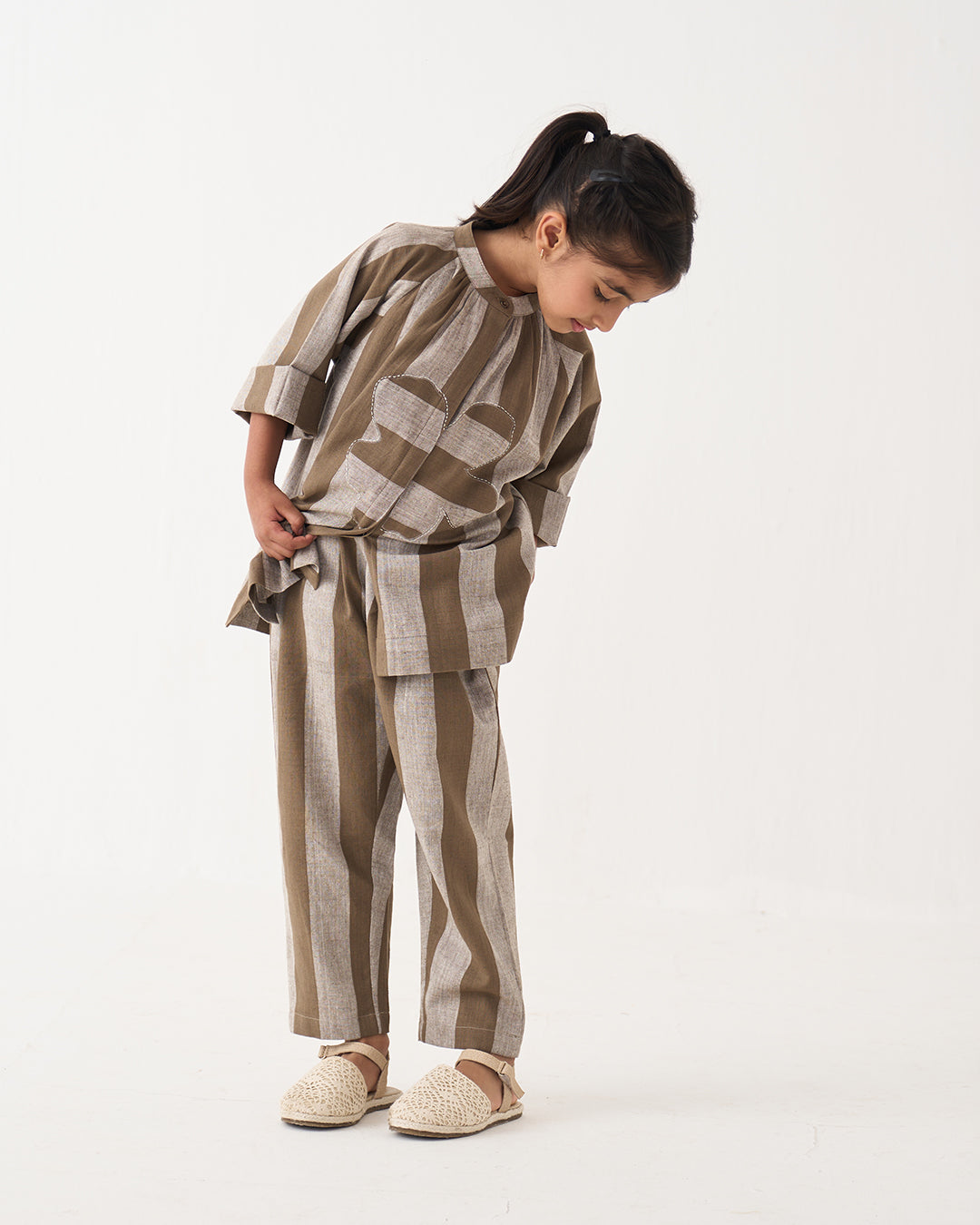 FLORAL STRIPE PEASANT TOP CO-ORD
