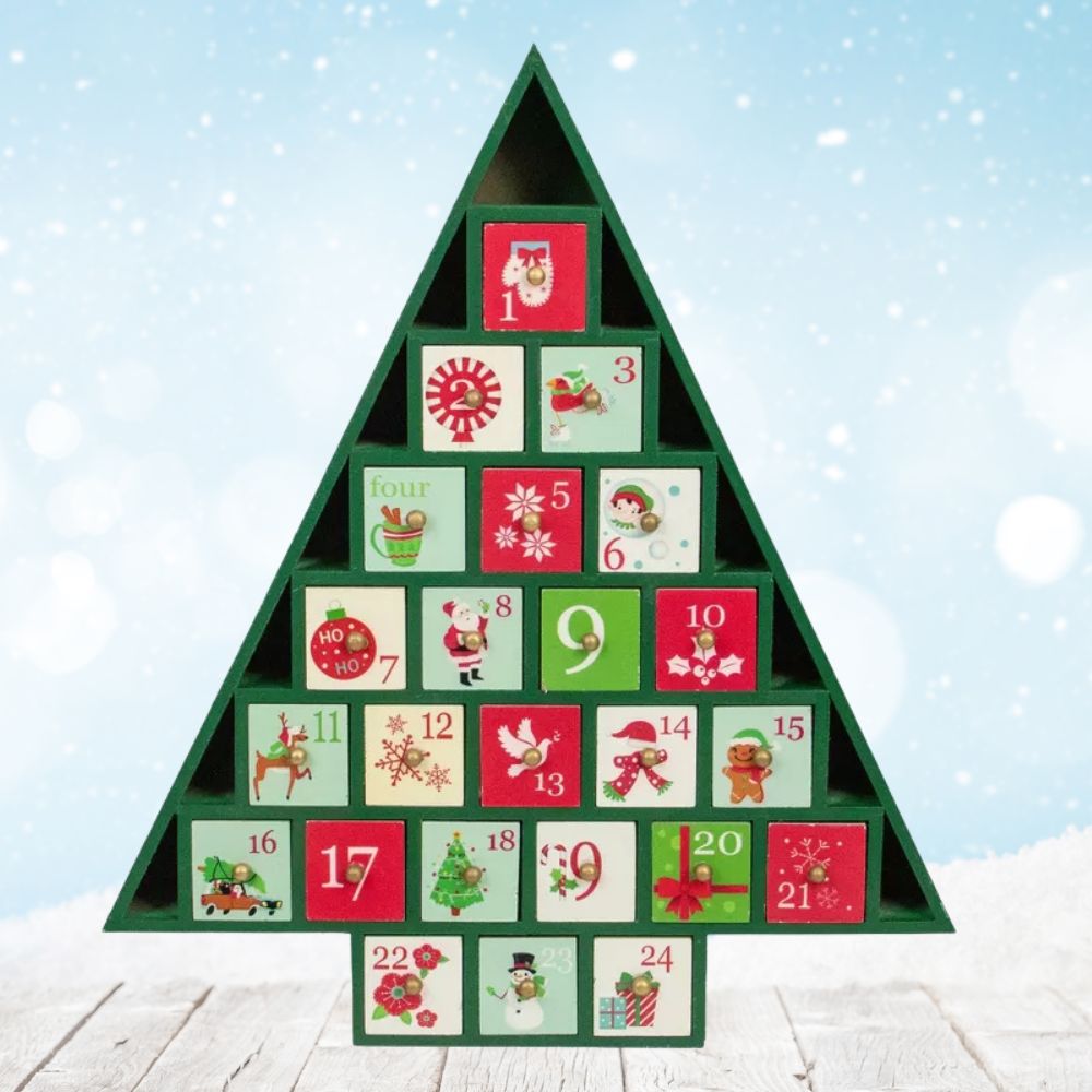 Wooden Advent Calendar - Green Tree of Treasures