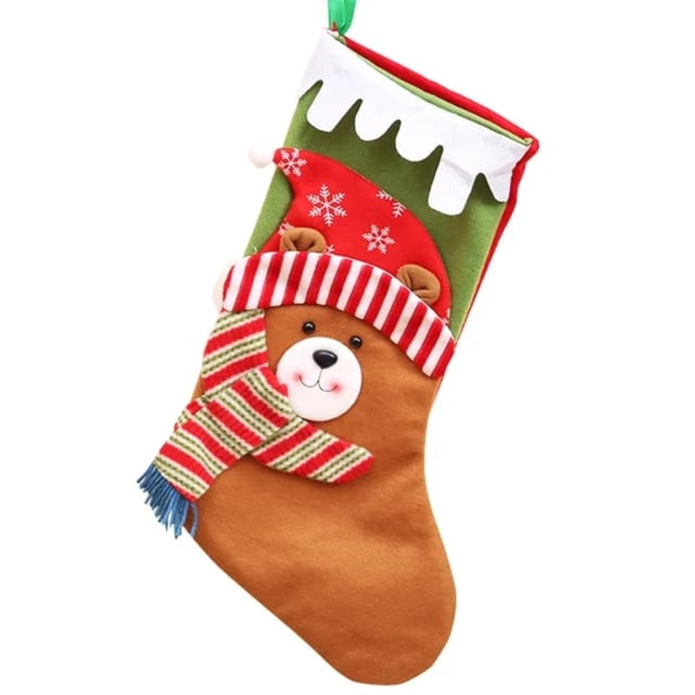 Snowy Scallop And Muffler Stockings- Merry Moose