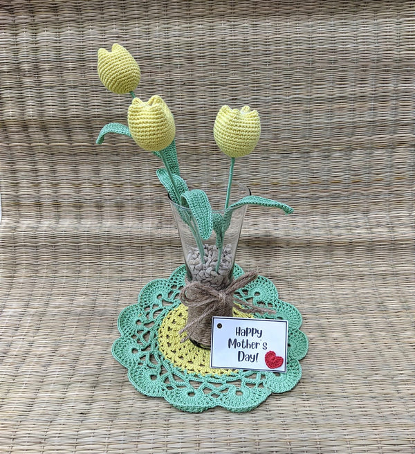 Handcrafted Crochet Tulips : Quaint Charm For Modern Interiors - Yellow