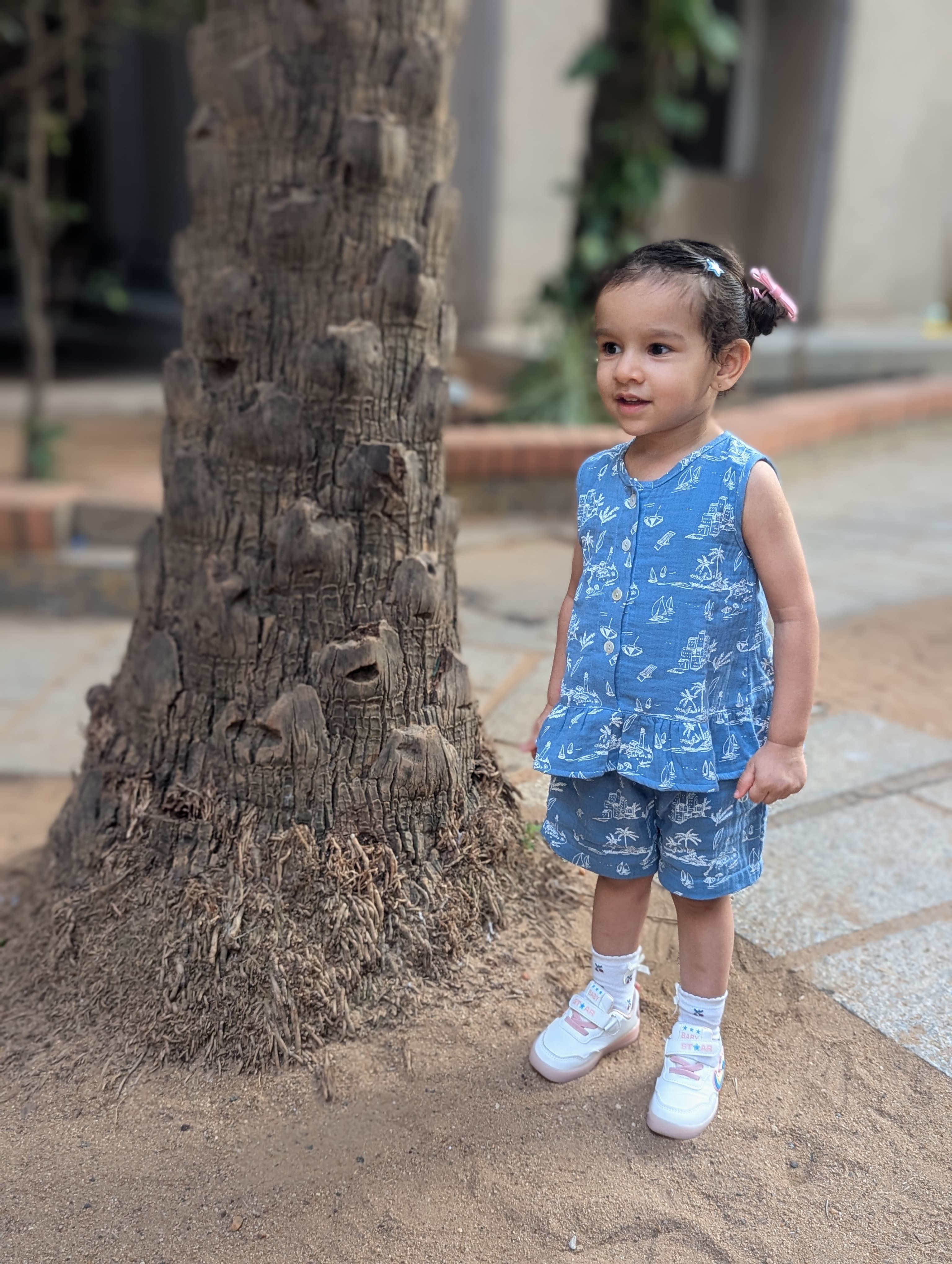 Muslin Shorts Co-ord set- Ocean Blue- Girls