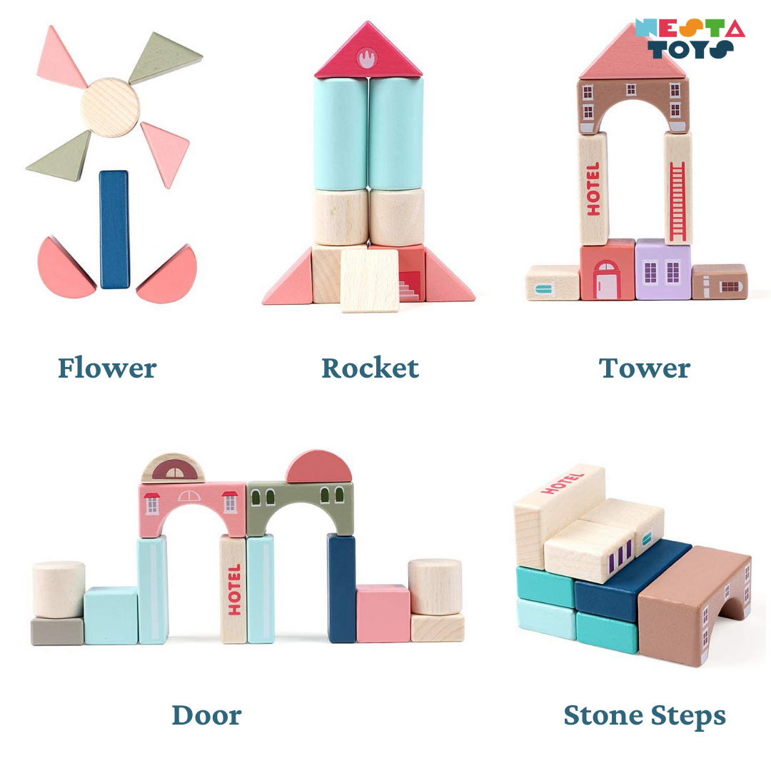 115 Pieces Wooden City Building Blocks