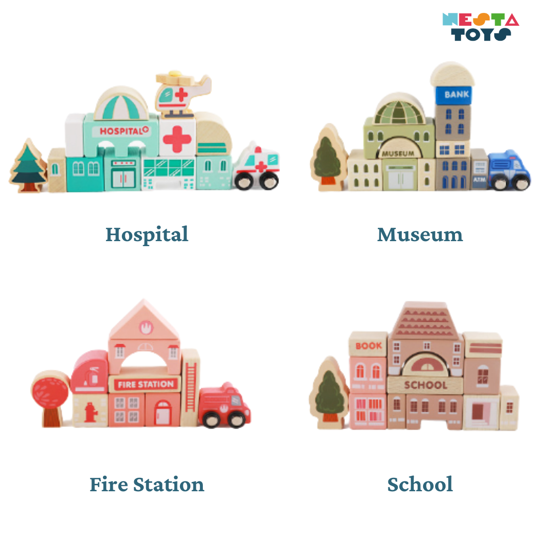 115 Pieces Wooden City Building Blocks