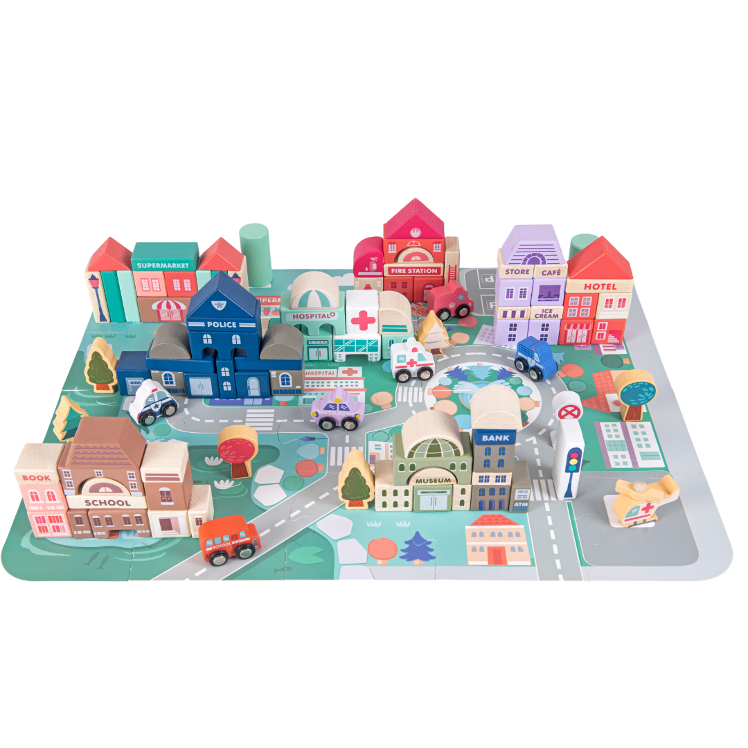 115 Pieces Wooden City Building Blocks