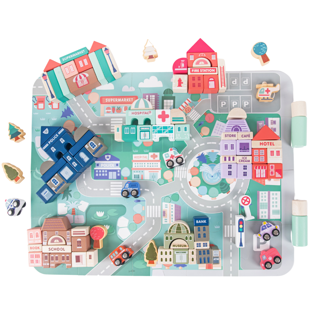 115 Pieces Wooden City Building Blocks