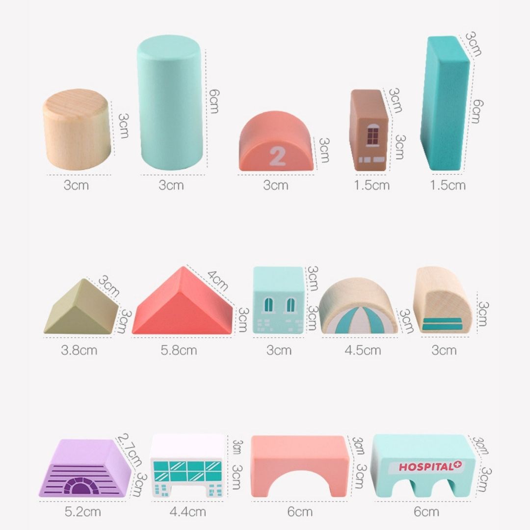 115 Pieces Wooden City Building Blocks