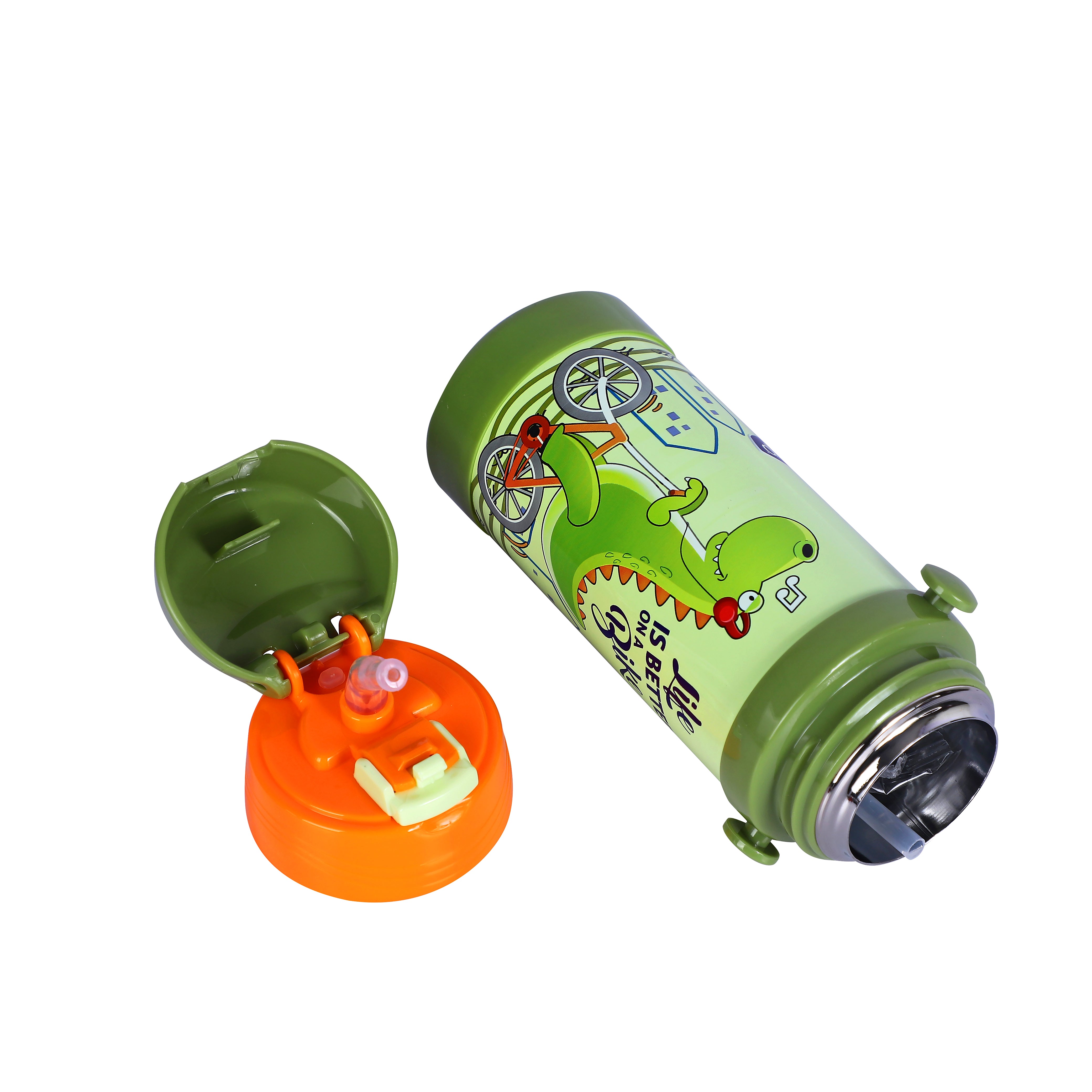 Stainless Steel Theme Kids Insulated Sipper Bottle With Strap Brave -350 Ml