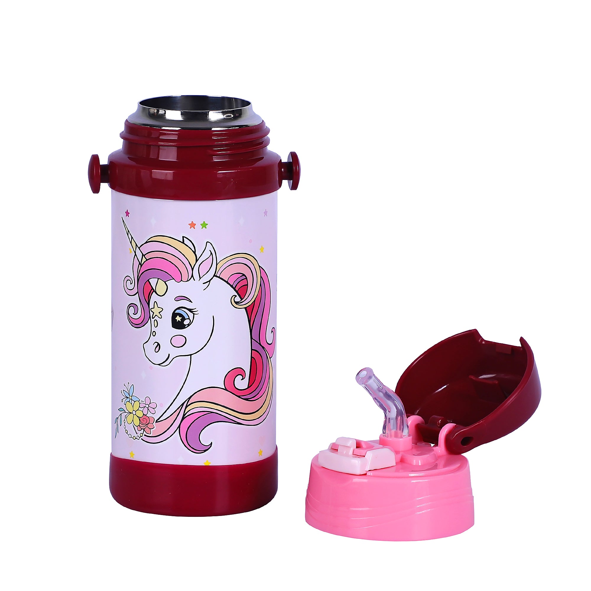 Stainless Steel Theme Kids Insulated Sipper Bottle With Strap Brave -350 Ml