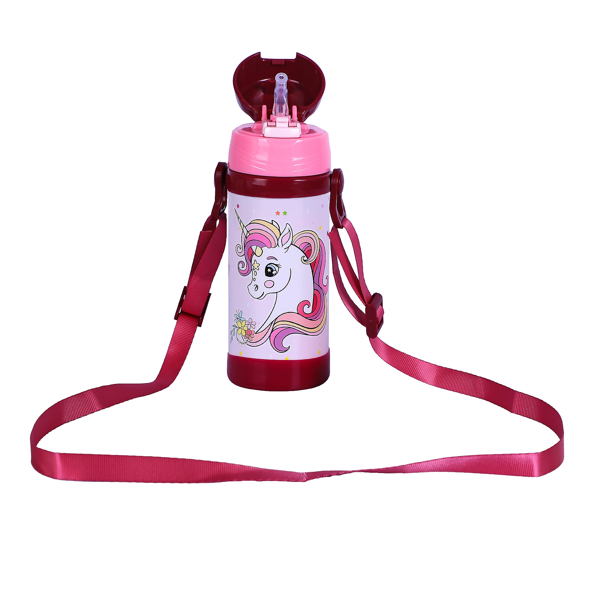 Stainless Steel Theme Kids Insulated Sipper Bottle With Strap Brave -350 Ml