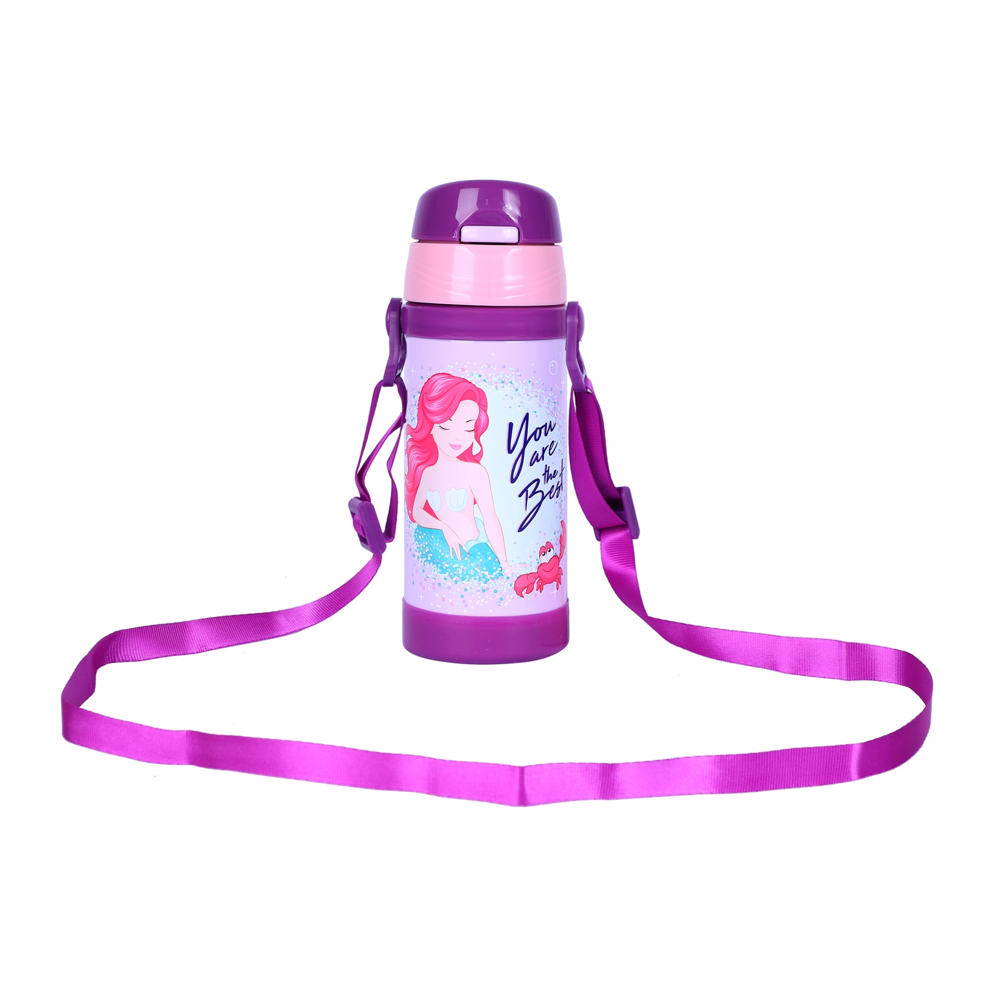 Stainless Steel Theme Kids Insulated Sipper Bottle With Strap Brave -350 Ml