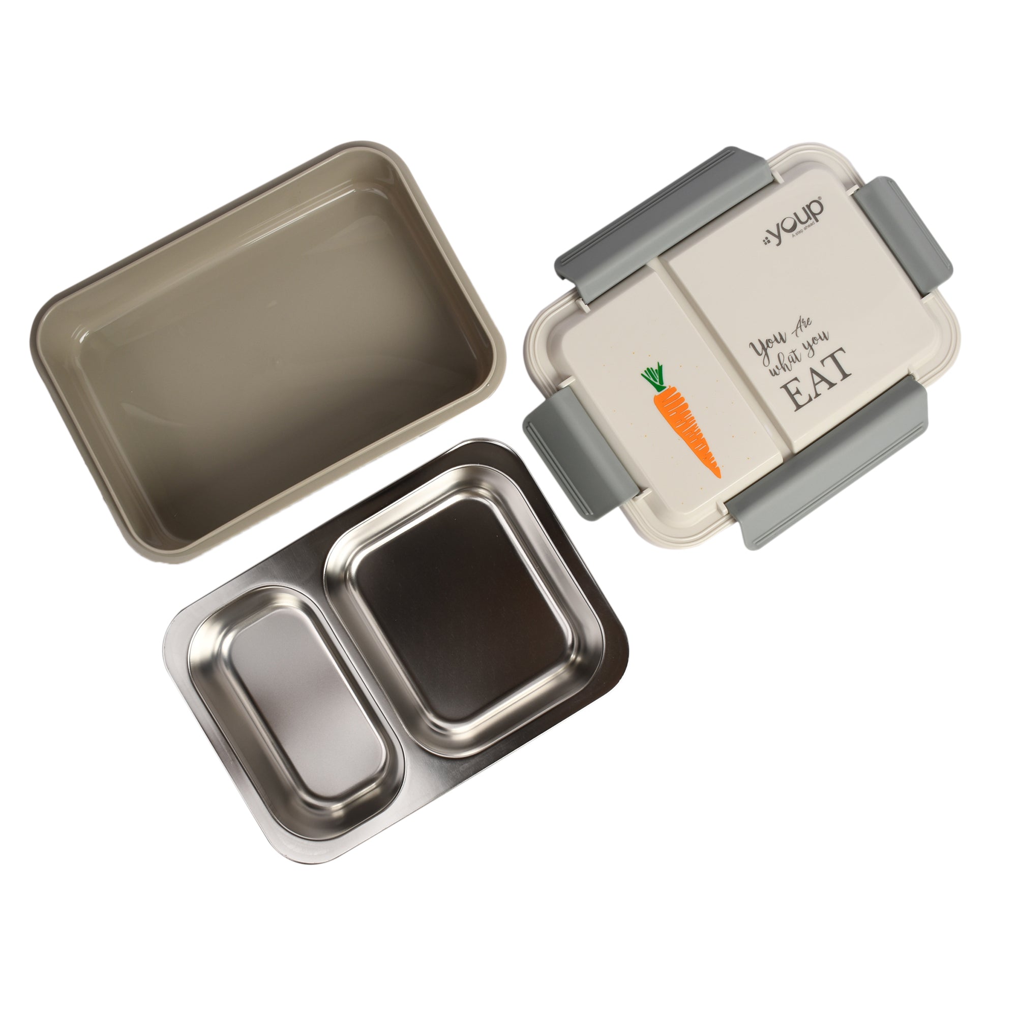 Stainless Steel Kids Bento Lunch Box With 2 Compartments Donut -750 Ml