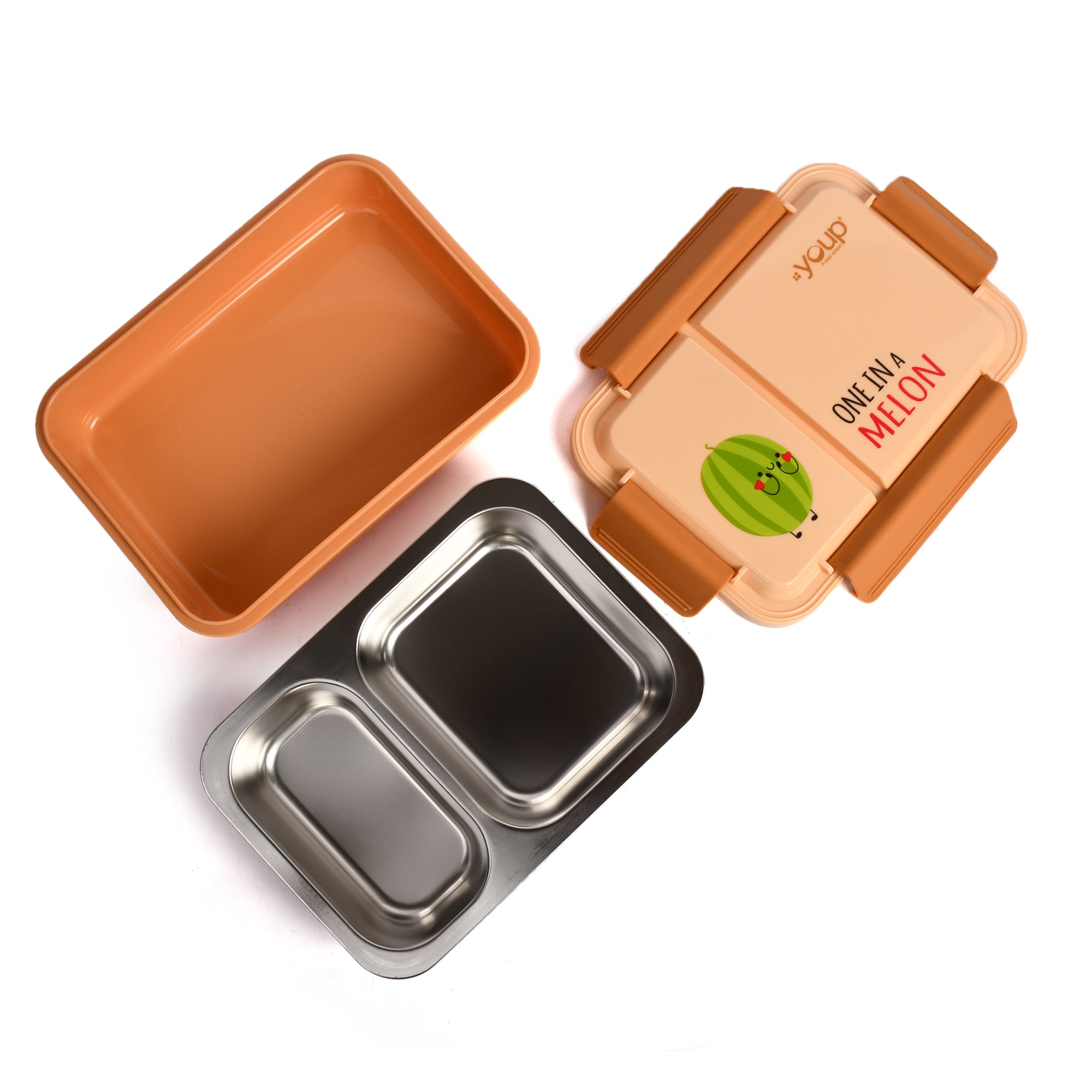 Stainless Steel Kids Bento Lunch Box With 2 Compartments Donut -750 Ml