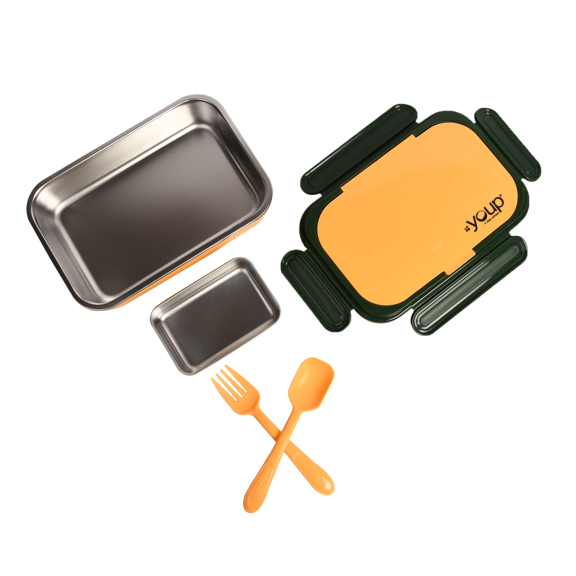 Stainless Steel Insulated Lunch Box With Fork, Spoon And Small Container Rolex-850 Ml